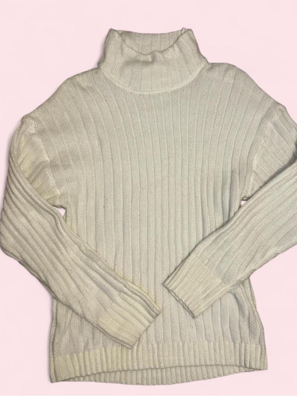 Time and Tru Cream Ribbed Turtleneck Sweater
